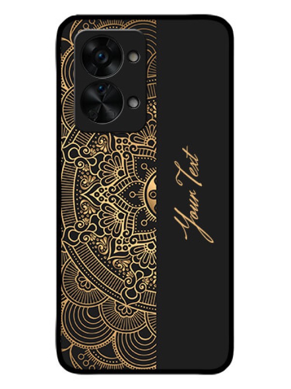 Custom OnePlus Nord 2T 5G Photo Printing on Glass Case - Mandala art with custom text Design
