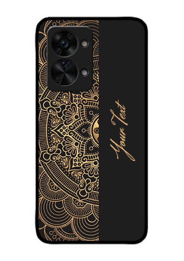 OnePlus Nord 2T 5G Photo Printing on Glass Case - Mandala art with custom text Design