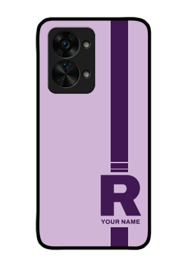 OnePlus Nord 2T 5G Photo Printing on Glass Case - Simple dual tone stripe with name Design