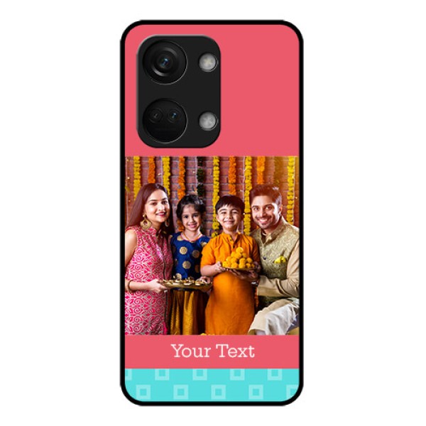 OnePlus Nord 3 5G Personalized Glass Phone Case - Peach & Blue Color Design OnePlus Nord 3 5G Personalized Glass Phone Case - Peach & Blue Color Design
