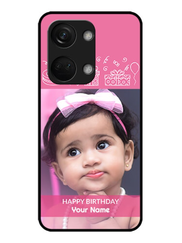 Custom OnePlus Nord 3 5G Photo Printing on Glass Case - with Birthday Line Art Design