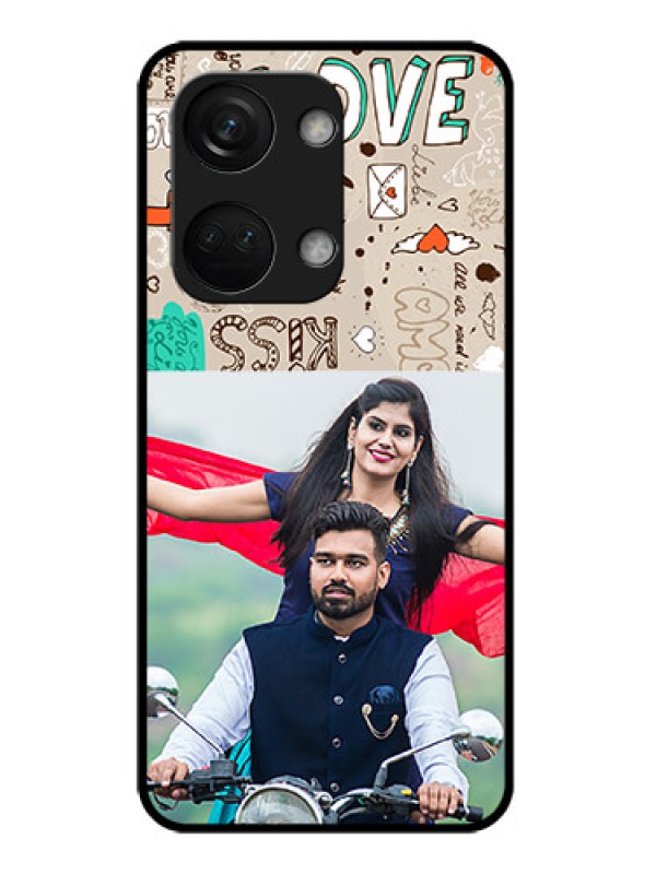 Custom OnePlus Nord 3 5G Custom Glass Phone Case - Love Doodle Pattern