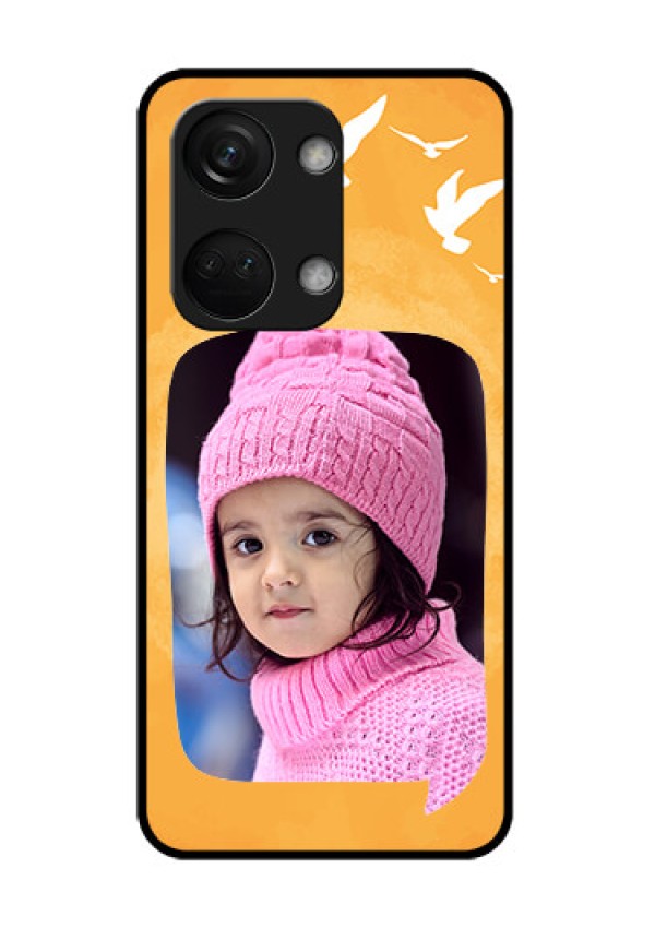 OnePlus Nord 3 5G Personalized Glass Phone Case - Water Color Design with Bird Icons