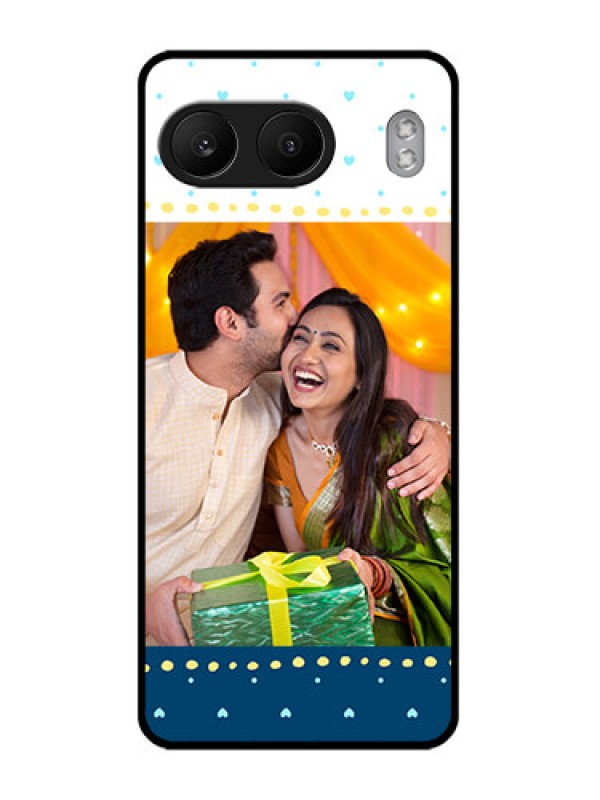 Custom OnePlus Nord 4 5G Custom Glass Phone CaseWhite And Blue Abstract Design