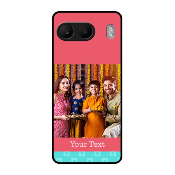 OnePlus Nord 4 5G Custom Glass Phone CasePeach and Blue Color Design OnePlus Nord 4 5G Custom Glass Phone CasePeach and Blue Color Design