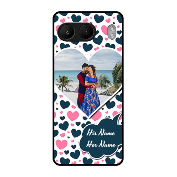 OnePlus Nord 4 5G Custom Glass Phone CasePink and Blue Heart Design OnePlus Nord 4 5G Custom Glass Phone CasePink and Blue Heart Design