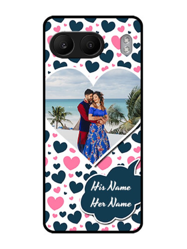 Custom OnePlus Nord 4 5G Custom Glass Phone CasePink and Blue Heart Design