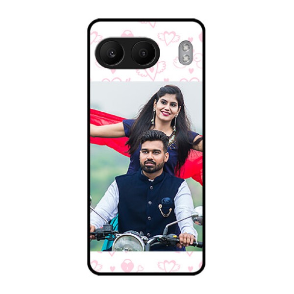 OnePlus Nord 4 5G Custom Glass Phone CasePink Flying Heart Design OnePlus Nord 4 5G Custom Glass Phone CasePink Flying Heart Design