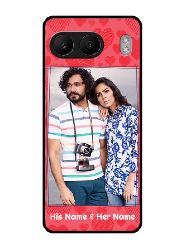 Custom OnePlus Nord 4 5G Custom Glass Phone CaseWith Red Heart Symbols Design