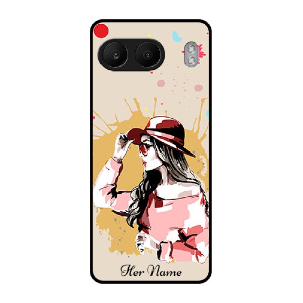 OnePlus Nord 4 5G Custom Glass Phone CaseWomen With Pink Hat Design OnePlus Nord 4 5G Custom Glass Phone CaseWomen With Pink Hat Design