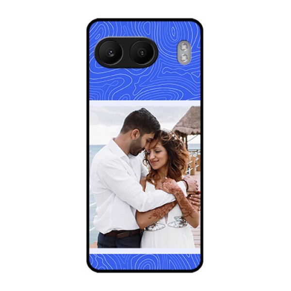 OnePlus Nord 4 5G Custom Glass Phone CaseCurved Line Art With Blue And White Design