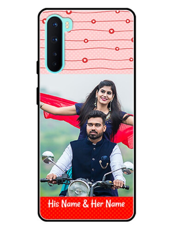 Custom Oneplus Nord 5G Personalized Glass Phone Case  - Red Pattern Case Design