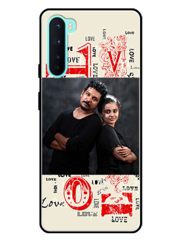 Custom Oneplus Nord 5G Photo Printing on Glass Case  - Trendy Love Design Case