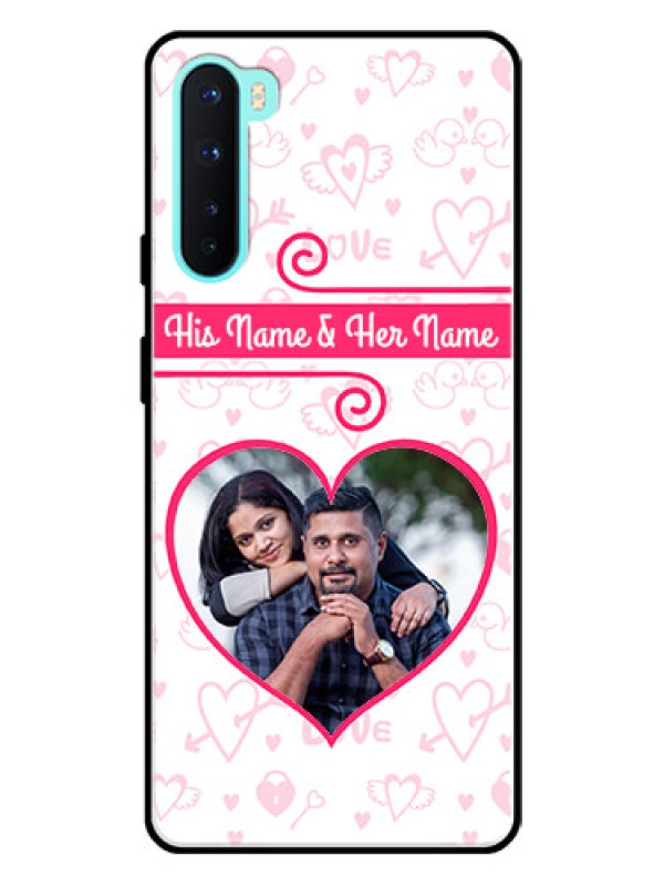 Custom Oneplus Nord 5G Personalized Glass Phone Case  - Heart Shape Love Design