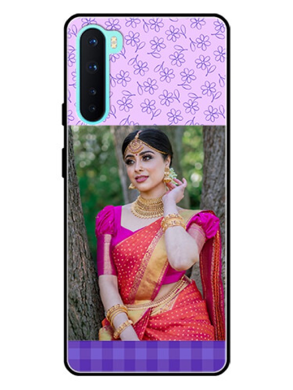 Custom Oneplus Nord 5G Custom Glass Phone Case  - Purple Floral Design