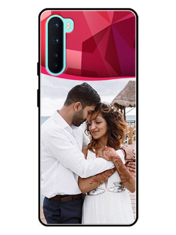 Custom Oneplus Nord 5G Custom Glass Mobile Case  - Red Abstract Design