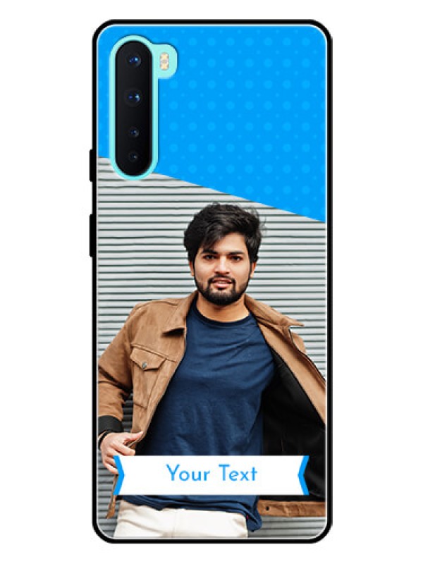 Custom Oneplus Nord 5G Photo Printing on Glass Case  - Simple Blue Color Design