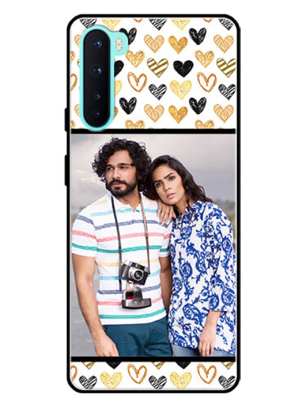 Custom Oneplus Nord 5G Photo Printing on Glass Case  - Love Symbol Design