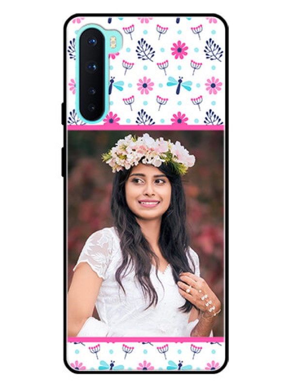 Custom Oneplus Nord 5G Photo Printing on Glass Case  - Colorful Flower Design