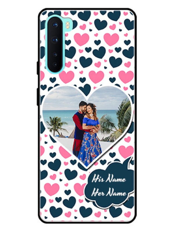 Custom Oneplus Nord 5G Custom Glass Phone Case  - Pink & Blue Heart Design