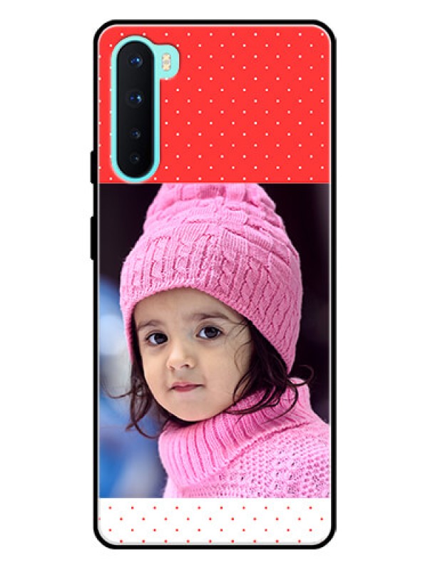 Custom Oneplus Nord 5G Photo Printing on Glass Case  - Red Pattern Design