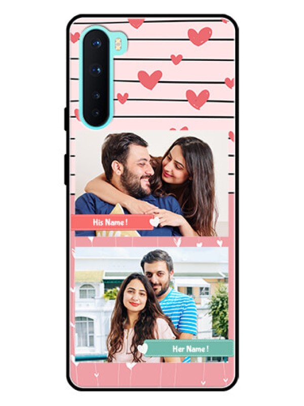 Custom Oneplus Nord 5G Custom Glass Mobile Case  - Photo with Heart Design