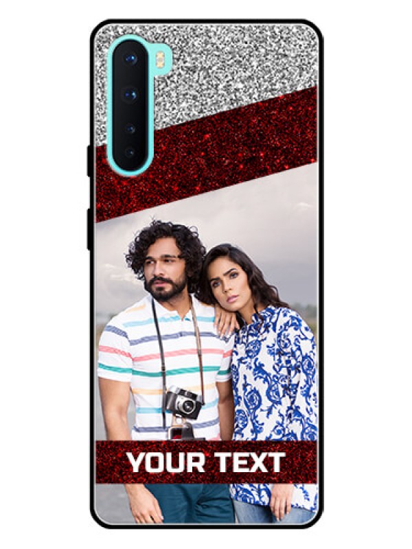 Custom Oneplus Nord 5G Personalized Glass Phone Case  - Image Holder with Glitter Strip Design
