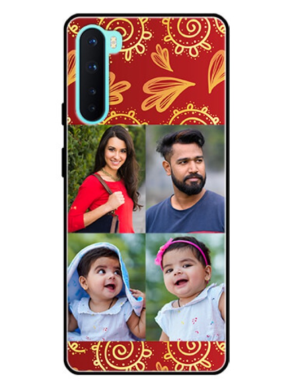 Custom Oneplus Nord 5G Photo Printing on Glass Case  - 4 Image Traditional Design