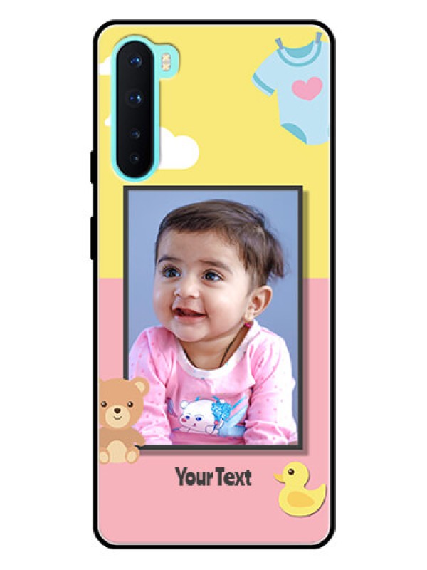 Custom Oneplus Nord 5G Photo Printing on Glass Case  - Kids 2 Color Design