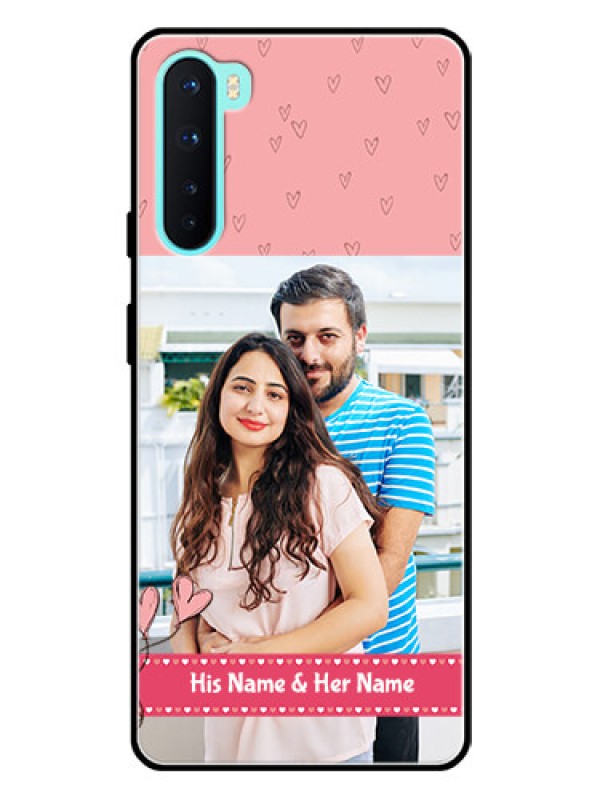 Custom Oneplus Nord 5G Personalized Glass Phone Case  - Love Design Peach Color