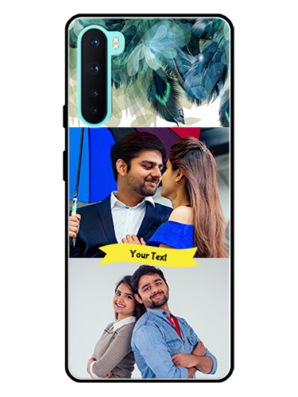 Custom Oneplus Nord 5G Personalized Glass Phone Case  - Image with Boho Peacock Feather Design