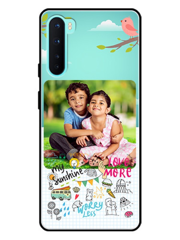 Custom Oneplus Nord 5G Photo Printing on Glass Case  - Doodle love Design