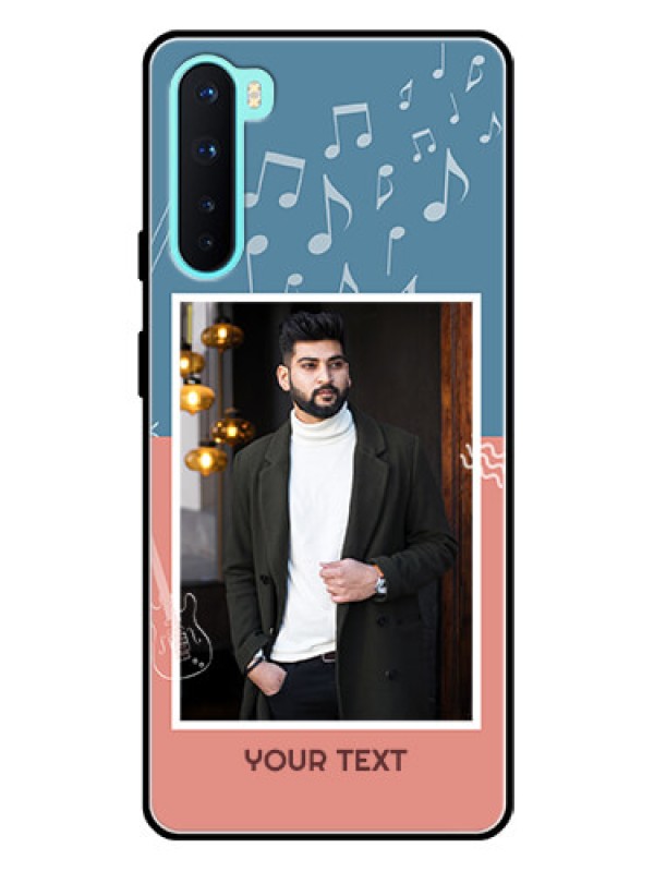 Custom Oneplus Nord 5G Photo Printing on Glass Case  - with Color Musical Note Design