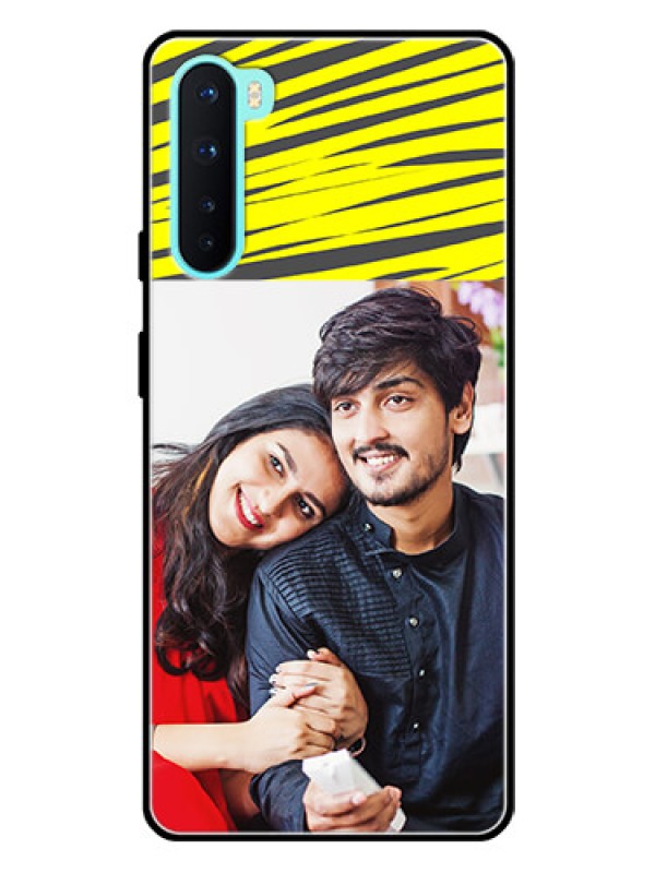 Custom Oneplus Nord 5G Photo Printing on Glass Case  - Yellow Abstract Design