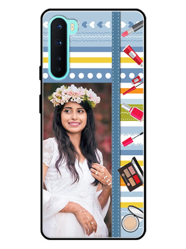 Custom Oneplus Nord 5G Personalized Glass Phone Case  - Makeup Icons Design