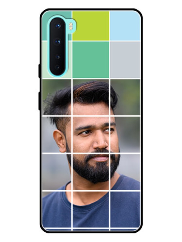 Custom Oneplus Nord 5G Photo Printing on Glass Case  - with white box pattern 