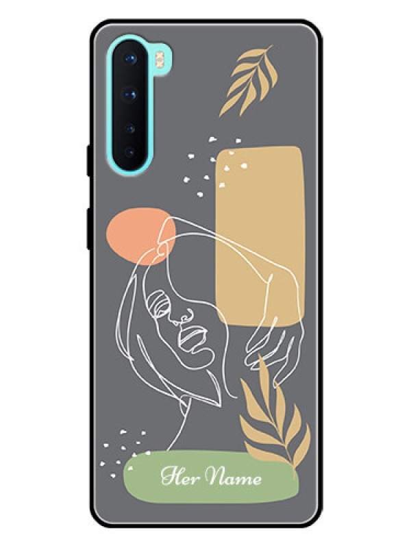 Custom OnePlus Nord 5G Custom Glass Phone Case - Gazing Woman line art Design