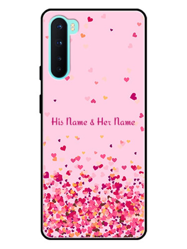 Custom OnePlus Nord 5G Photo Printing on Glass Case - Floating Hearts Design