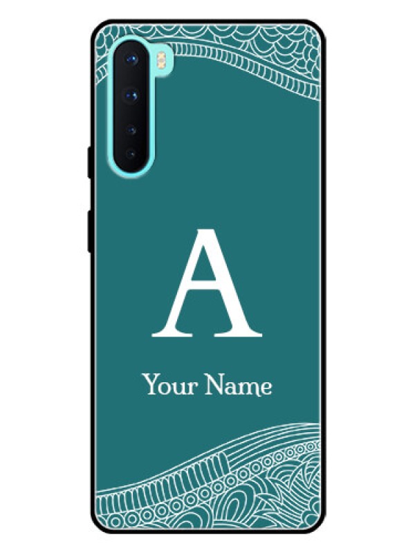 Custom OnePlus Nord 5G Personalized Glass Phone Case - line art pattern with custom name Design