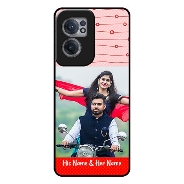 OnePlus Nord CE 2 5G Personalized Glass Phone Case - Red Pattern Case Design