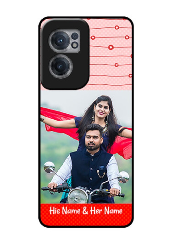 OnePlus Nord CE 2 5G Personalized Glass Phone Case - Red Pattern Case Design