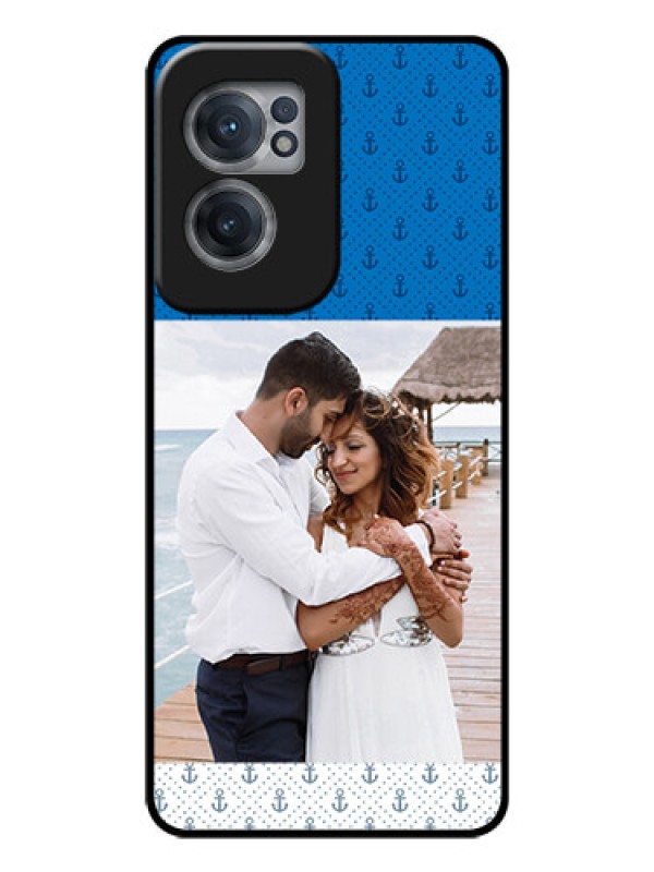 Custom OnePlus Nord CE 2 5G Photo Printing on Glass Case - Blue Anchors Design