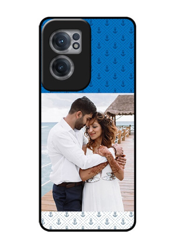 OnePlus Nord CE 2 5G Photo Printing on Glass Case - Blue Anchors Design