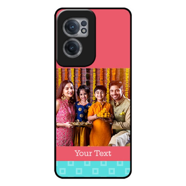 OnePlus Nord CE 2 5G Personalized Glass Phone Case - Peach & Blue Color Design OnePlus Nord CE 2 5G Personalized Glass Phone Case - Peach & Blue Color Design