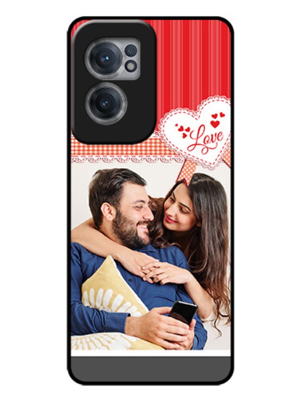 Custom OnePlus Nord CE 2 5G Custom Glass Mobile Case - Red Love Pattern Design