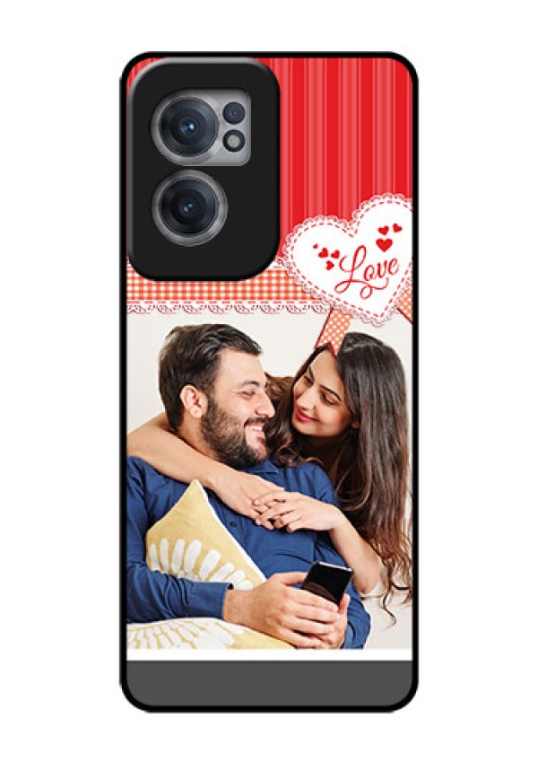 OnePlus Nord CE 2 5G Custom Glass Mobile Case - Red Love Pattern Design