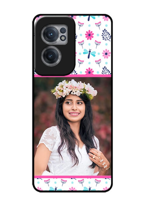OnePlus Nord CE 2 5G Photo Printing on Glass Case - Colorful Flower Design