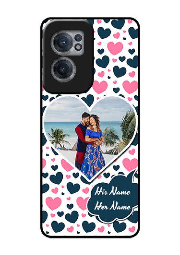 OnePlus Nord CE 2 5G Custom Glass Phone Case - Pink & Blue Heart Design