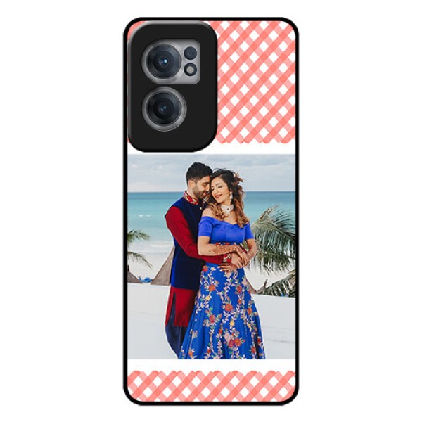 OnePlus Nord CE 2 5G Personalized Glass Phone Case - Pink Pattern Design