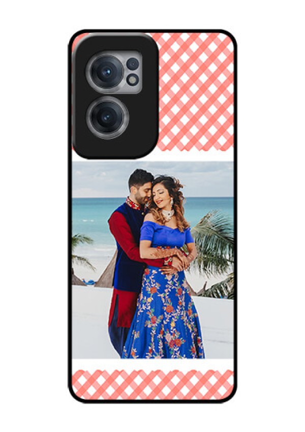 OnePlus Nord CE 2 5G Personalized Glass Phone Case - Pink Pattern Design